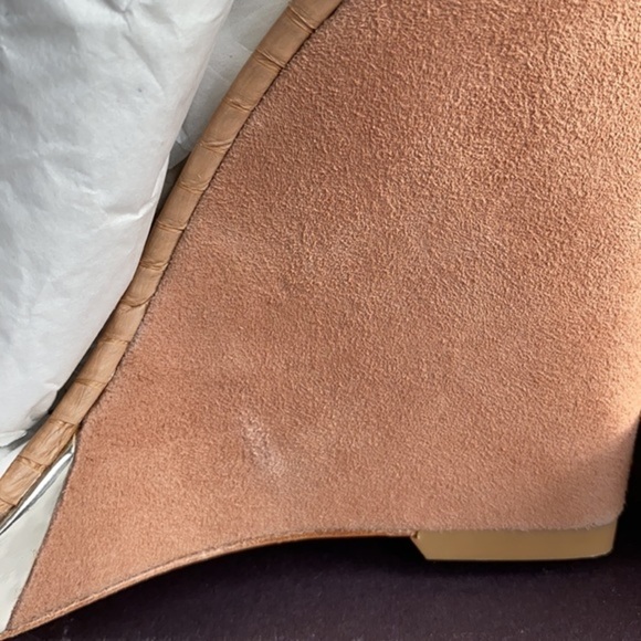 Brian Atwood Pinkston Open Toe Platform Wedge Heels Suede Sandals Tan Brown 7 37 - Picture 15 of 17